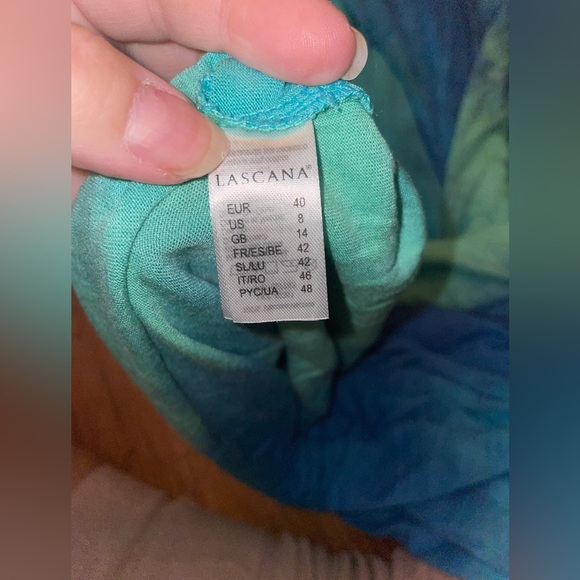 Lascana Blue Tie-Dye Maxi Dress criss cross neck line, straps w metal detail NWT - Picture 10 of 13